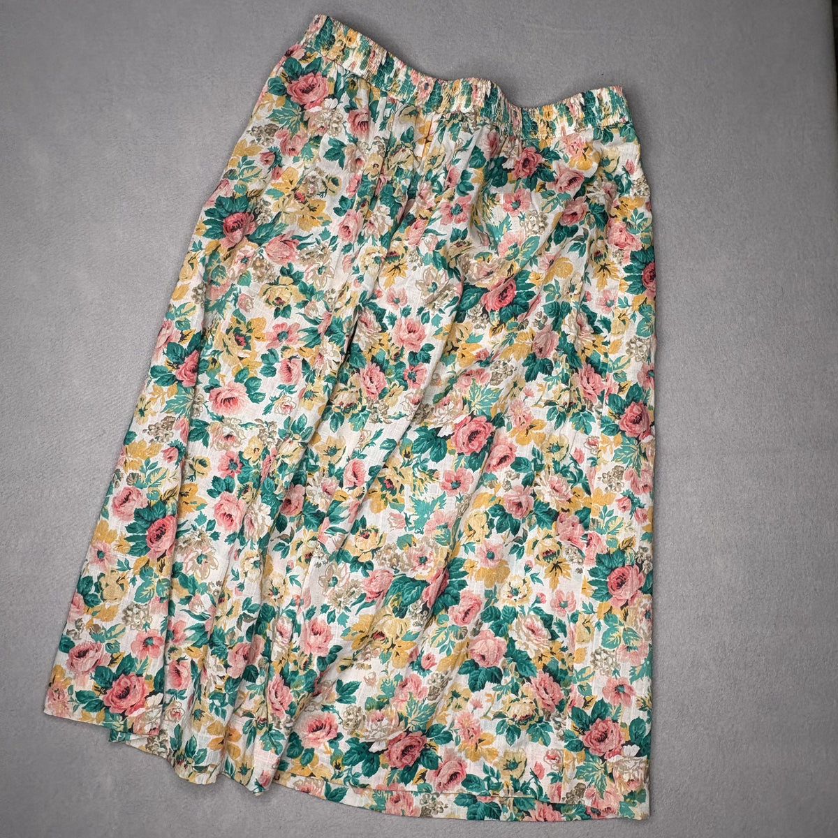 Vintage Liz Baker Floral Midi Skirt 20W USA Made