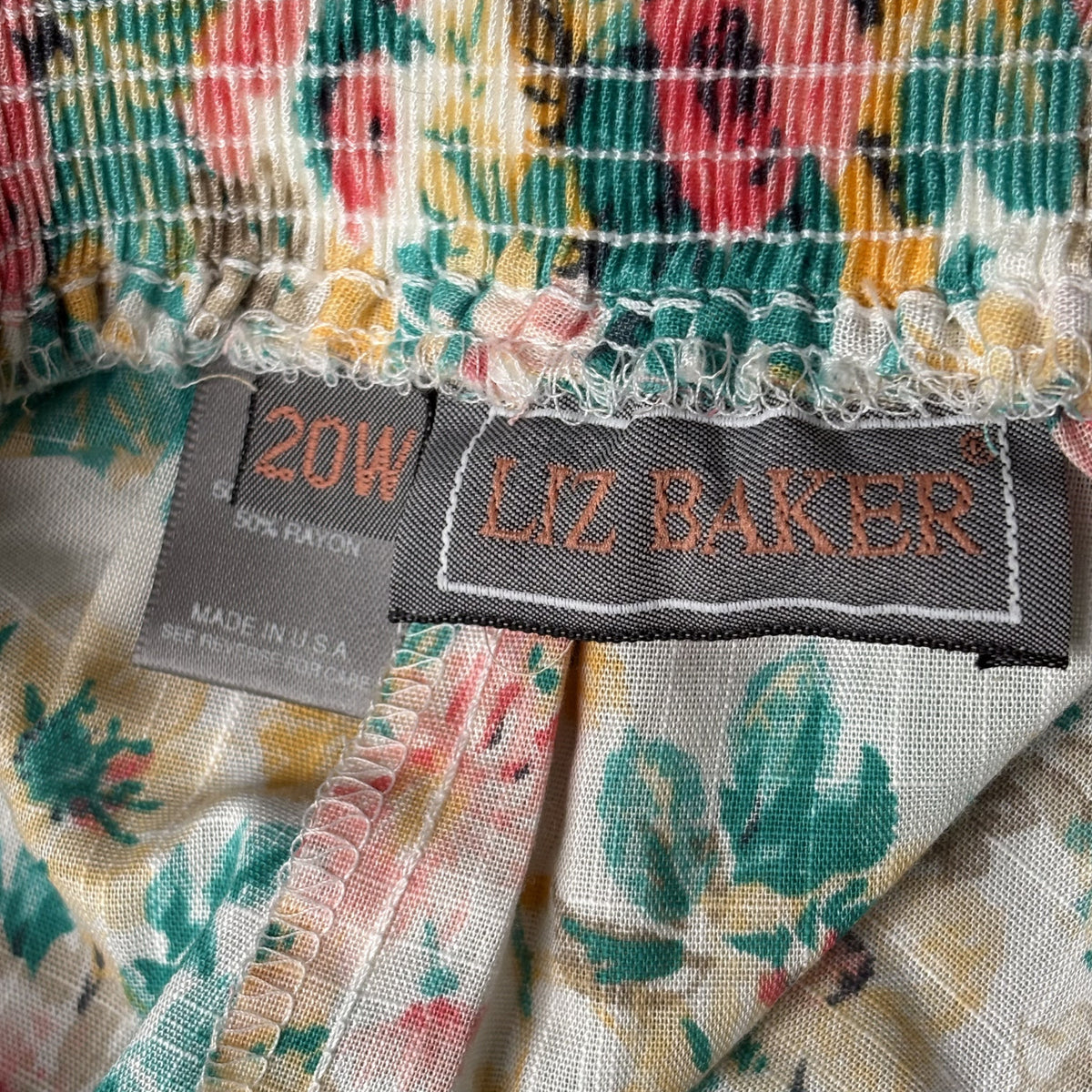 Vintage Liz Baker Floral Midi Skirt 20W USA Made