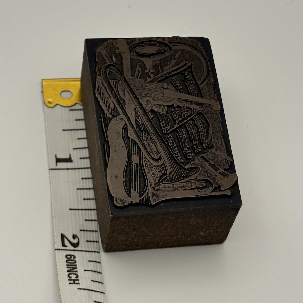 Vintage Letterpress Printing Block - Musical Instruments & Sheet Music Design