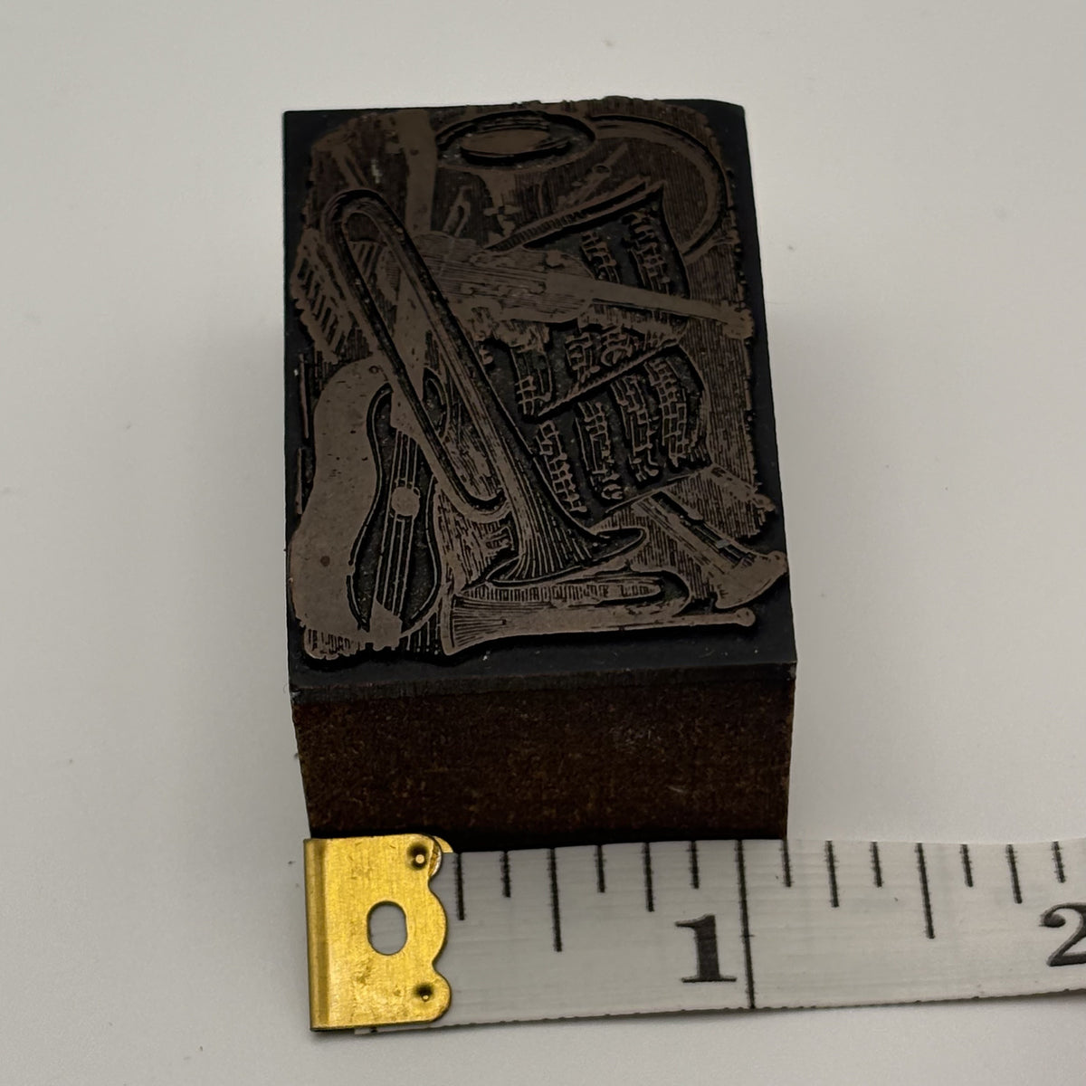 Vintage Letterpress Printing Block - Musical Instruments & Sheet Music Design