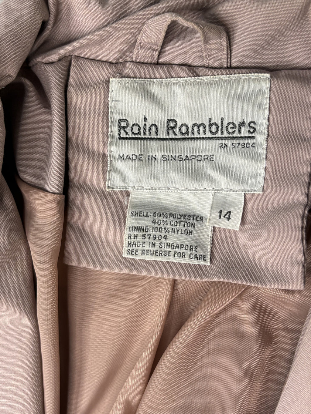 Vintage Rain Ramblers Pink Trench Coat Size 14 with White