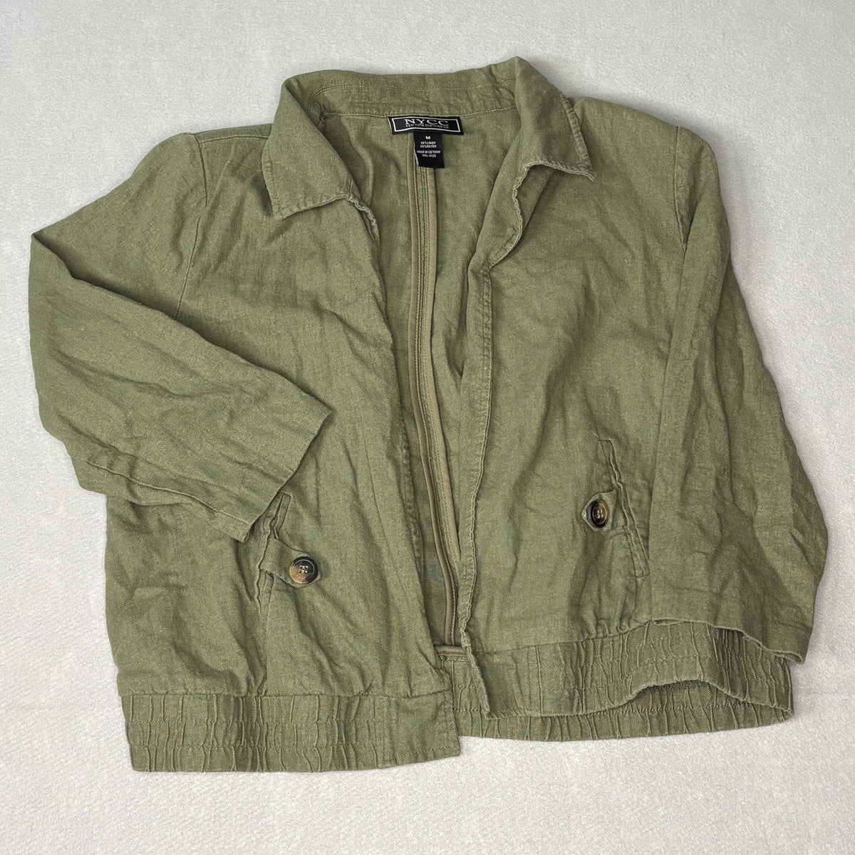 NYCC Olive Green Linen Rayon Jacket Medium