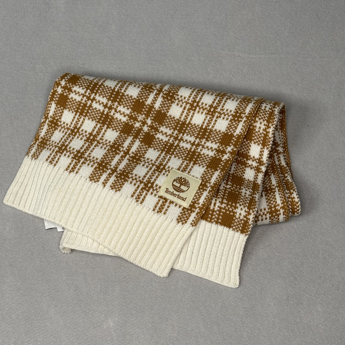 Timberland Cozy Brown and Cream Knit Scarf - One Size