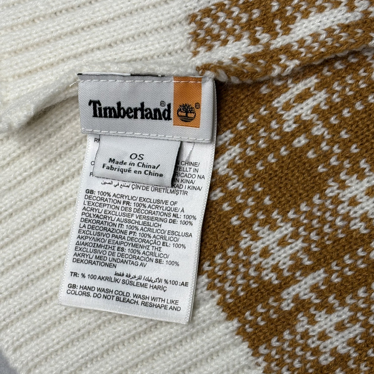 Timberland Cozy Brown and Cream Knit Scarf - One Size