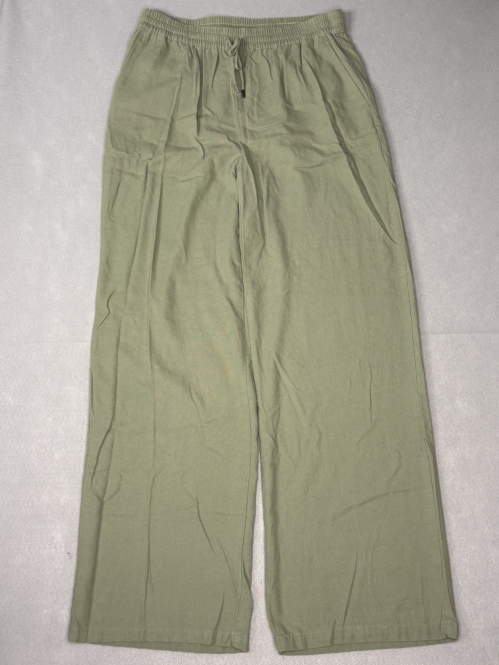 Love Tree Women's Light Olive Green Wide Leg Linen Blend