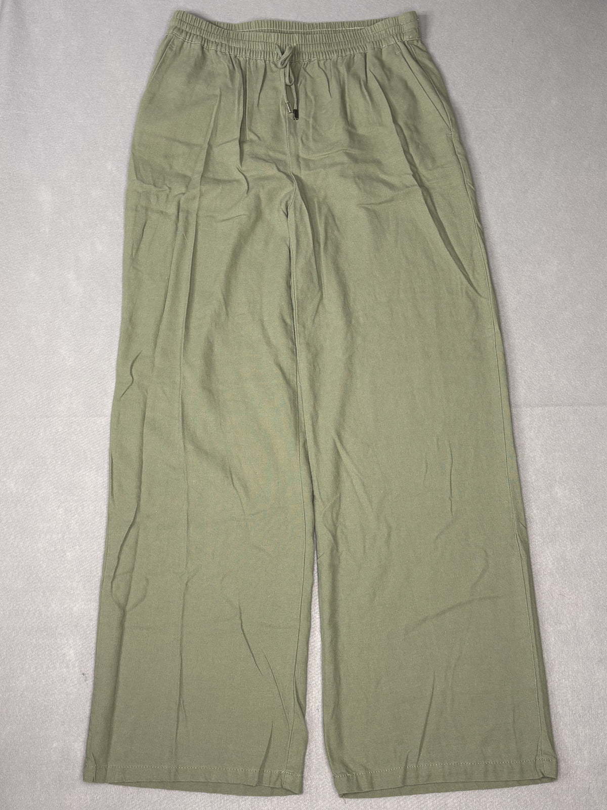 Love Tree Women's Light Olive Green Wide Leg Linen Blend