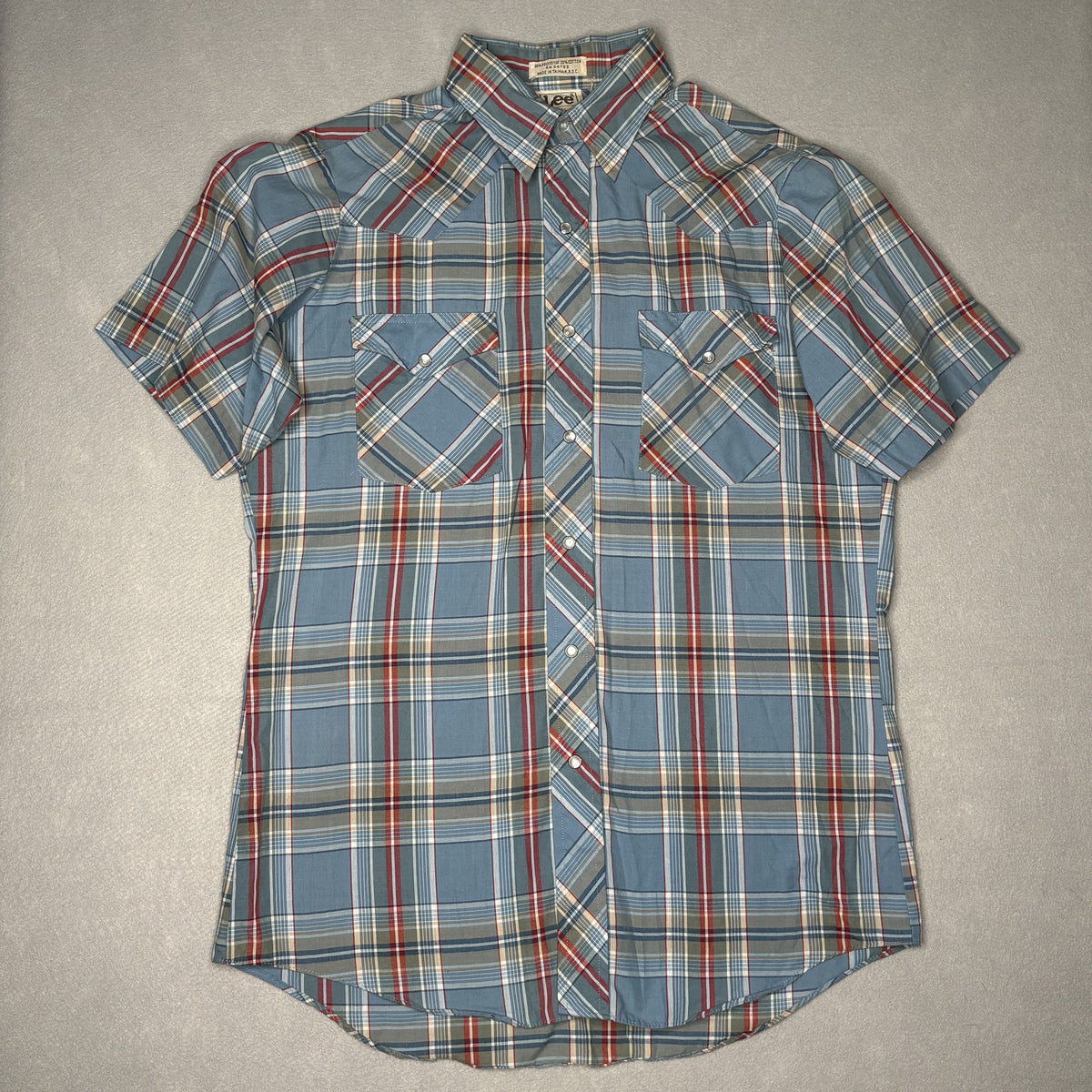Vintage 90s Lee Mens Plaid Short Sleeve Button-Up Shirt M
