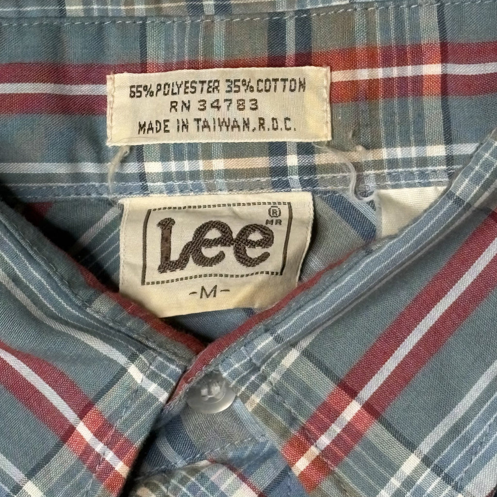Vintage 90s Lee Mens Plaid Short Sleeve Button-Up Shirt M