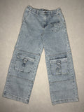 Forever 21 Kids Light Wash Denim Cargo Pants Size 11/12