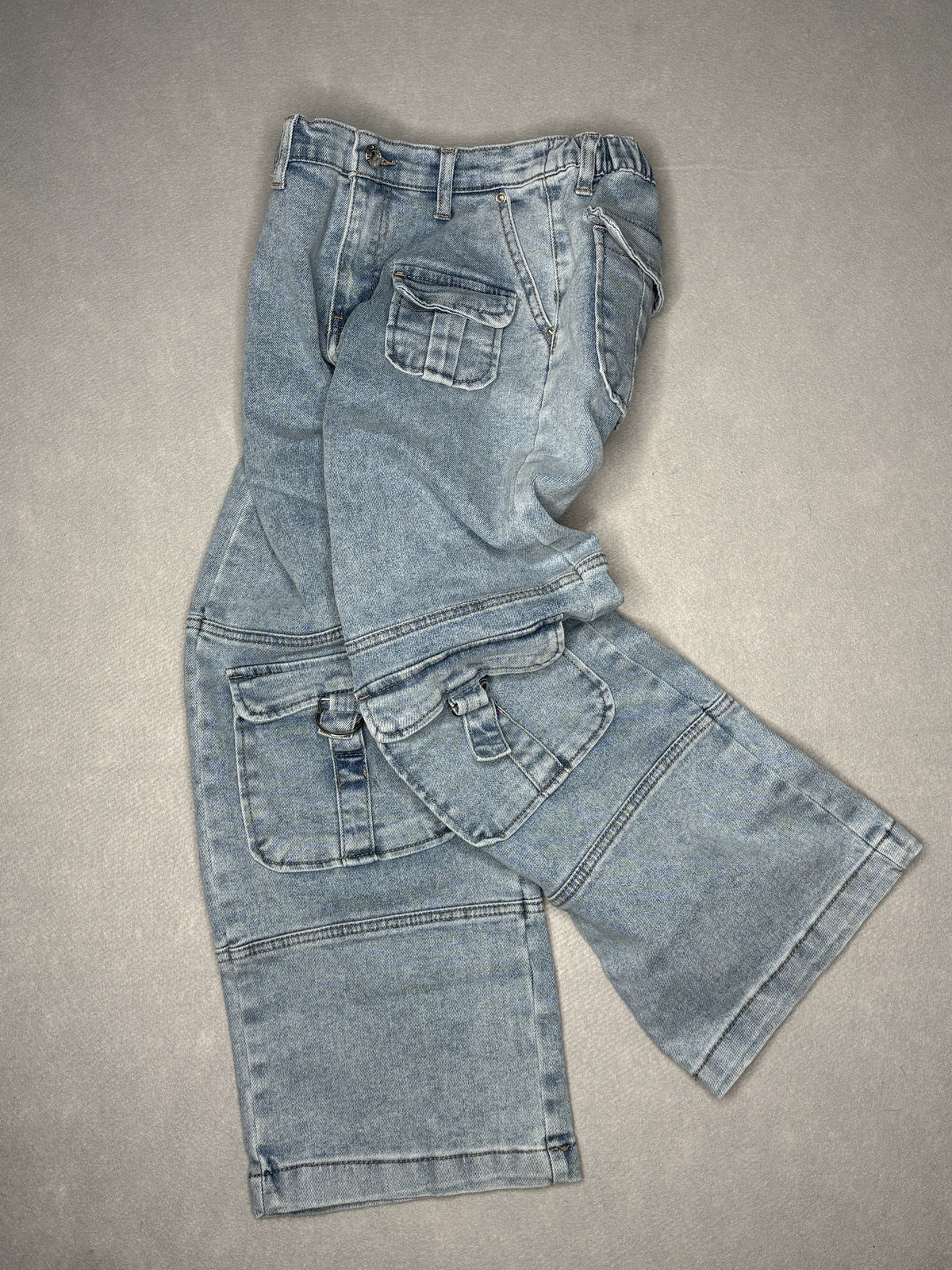 Forever 21 Kids Light Wash Denim Cargo Pants Size 11/12