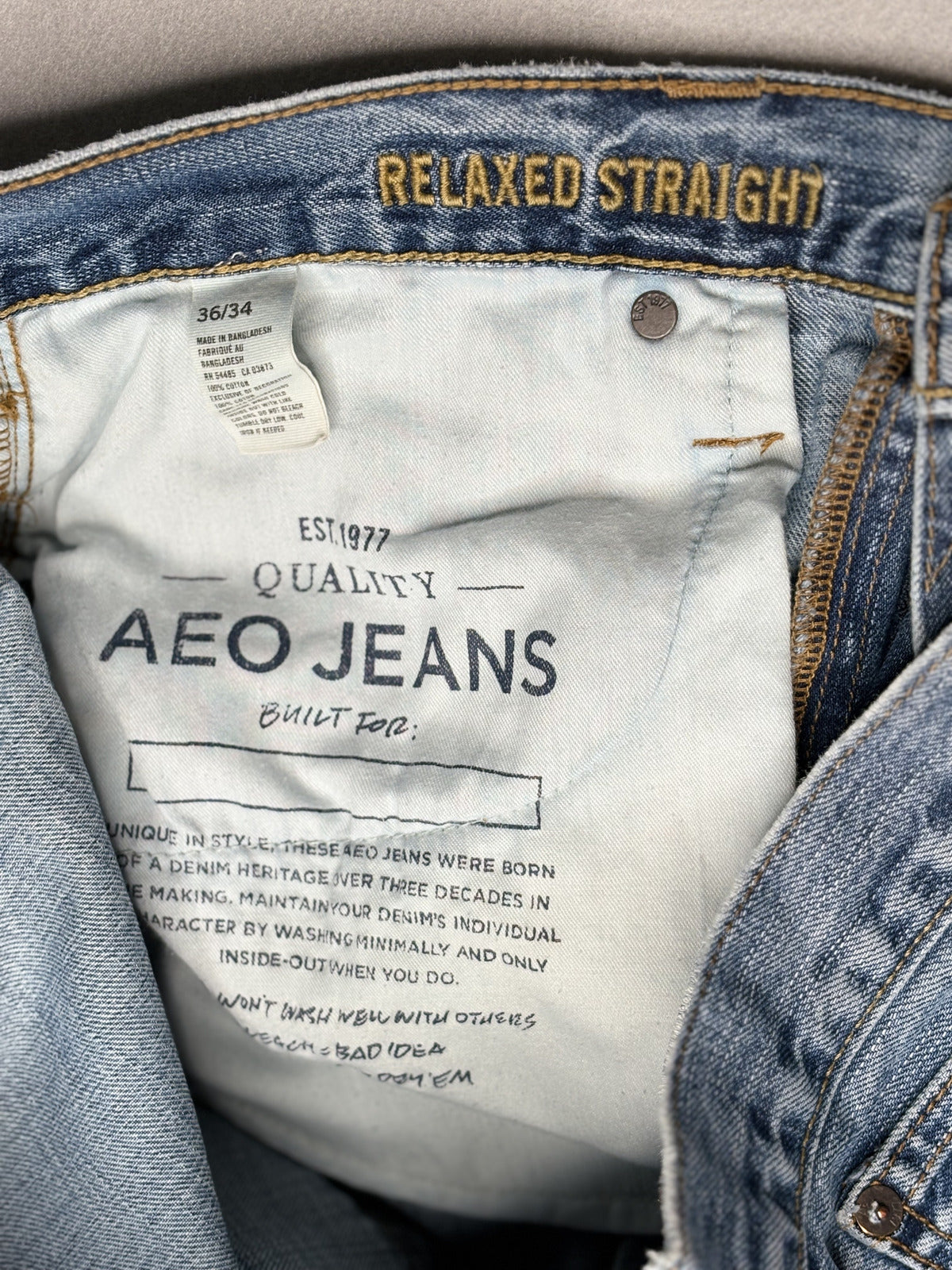 AEO Relaxed Straight Cut-Off Jorts Size 36