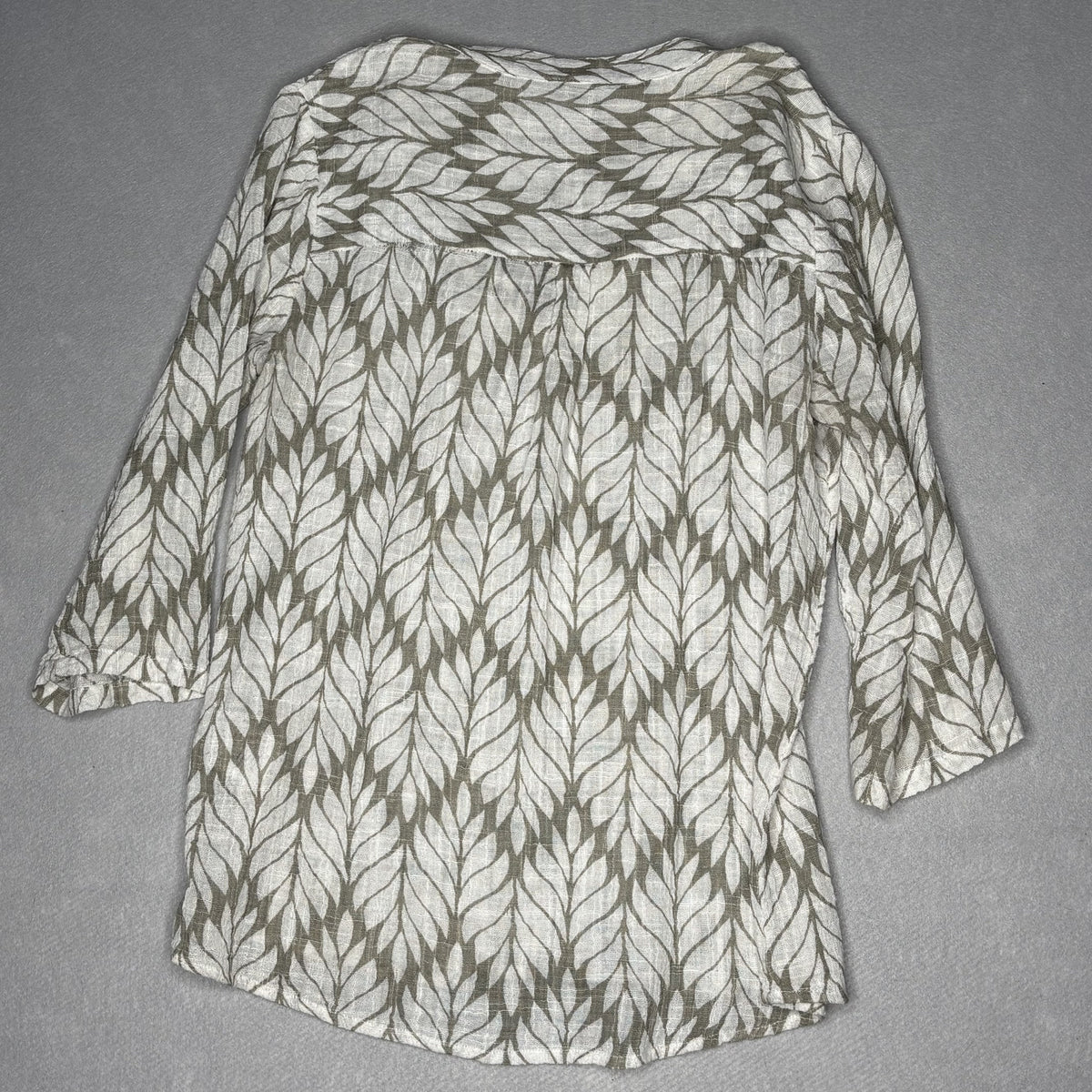 Charlie B Cotton Gauze Leaf Print 3/4 Sleeve Blouse TP/XS