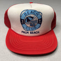 Vintage Palm Beach Club Red and White Mesh Trucker Hat