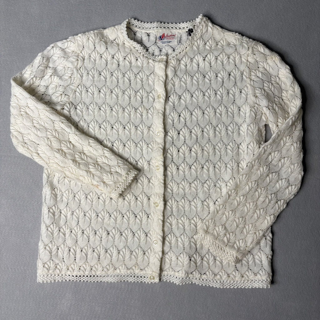 Vintage Americana Knit Cardigan Sweater Cream White