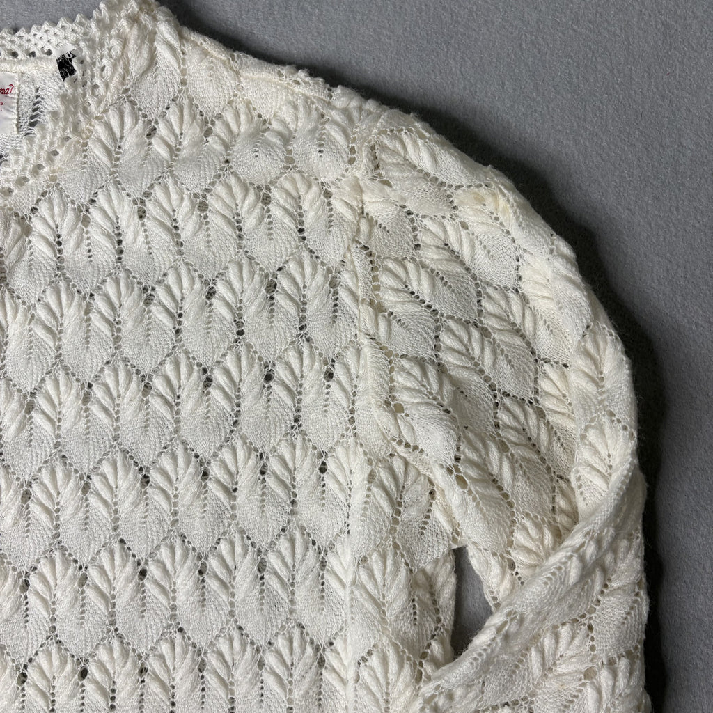 Vintage Americana Knit Cardigan Sweater Cream White