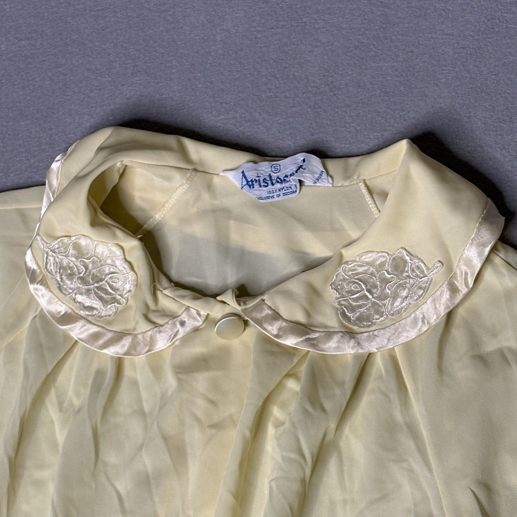 Vintage Aristocraft Yellow Lace Housedress Robe Nightgown