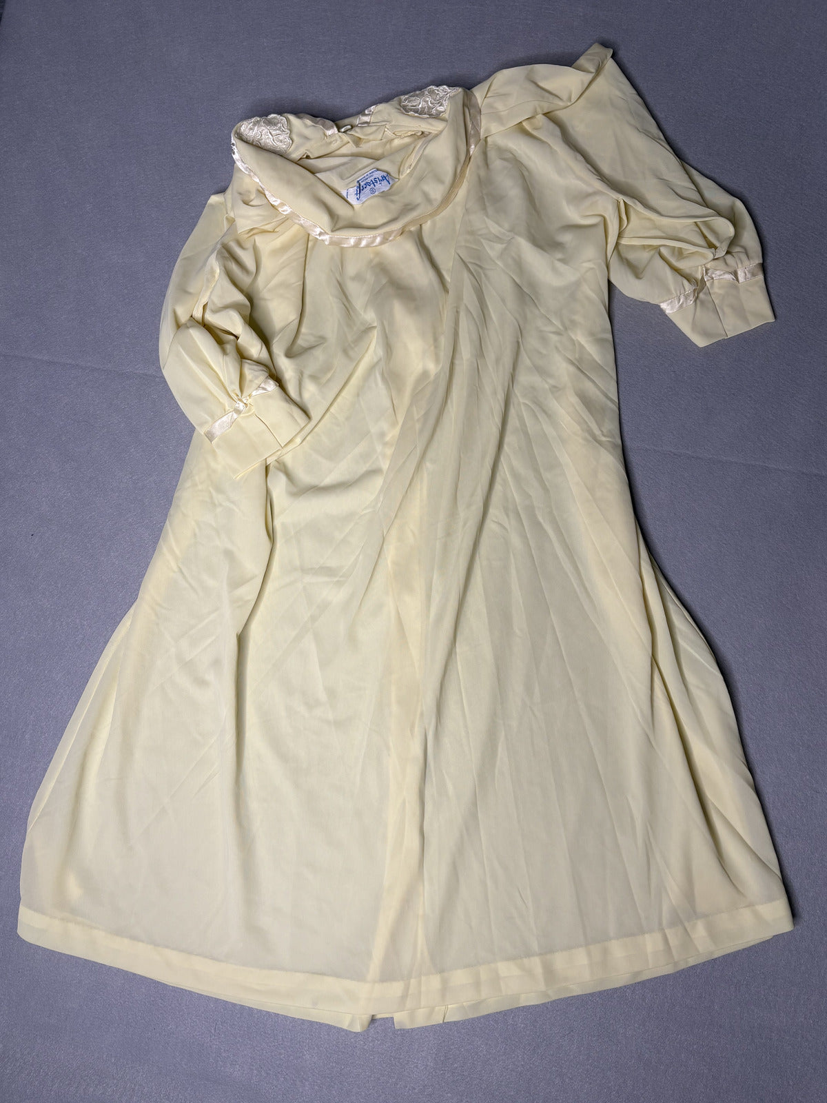 Vintage Aristocraft Yellow Lace Housedress Robe Nightgown