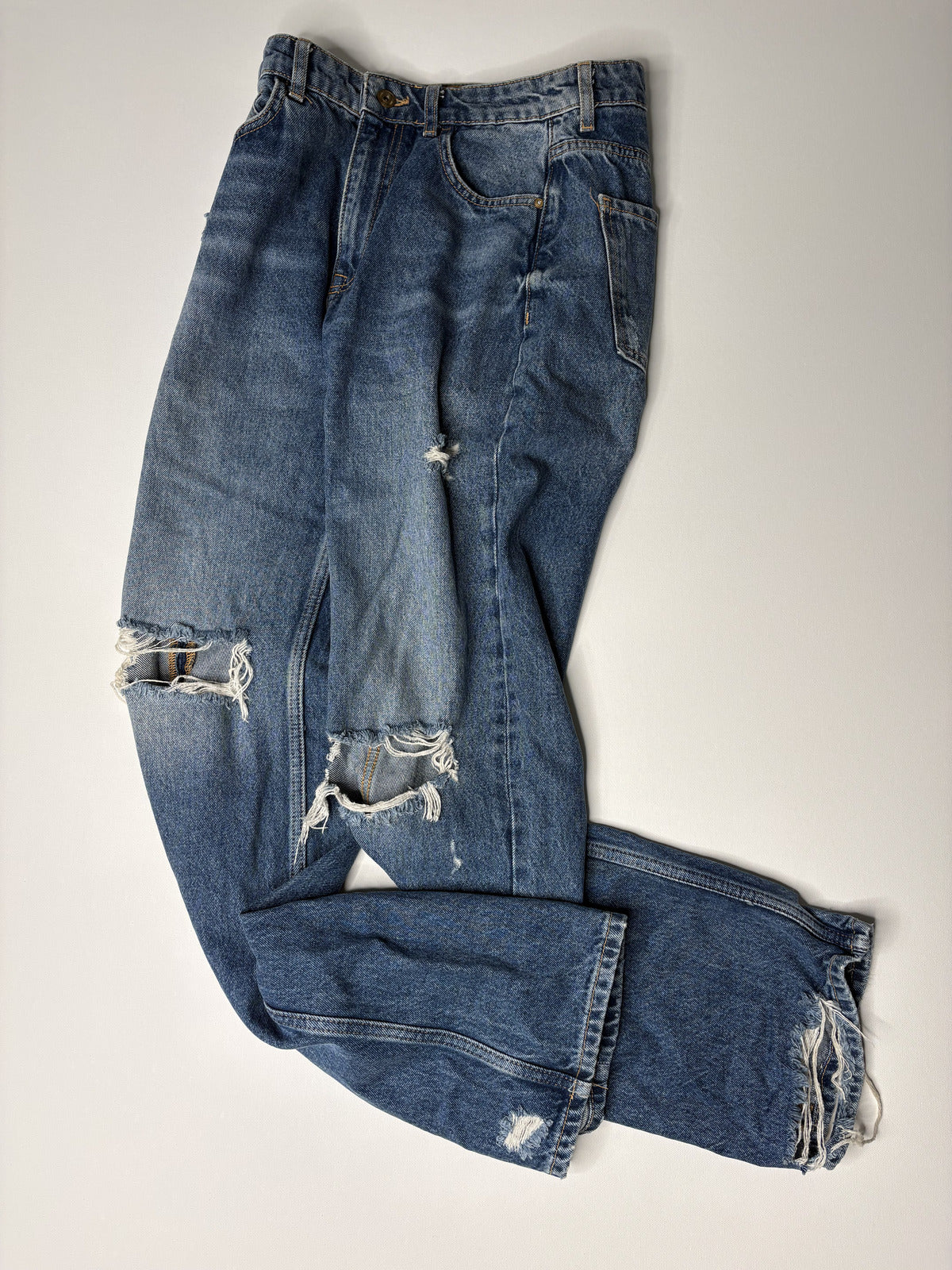 Zara Premium Crafted Distressed Blue Denim Jeans Size US 6
