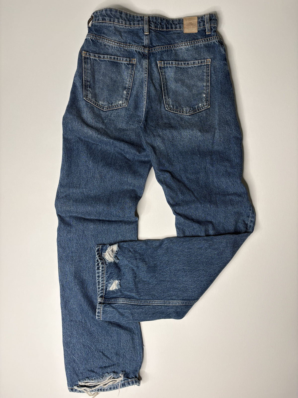 Zara Premium Crafted Distressed Blue Denim Jeans Size US 6