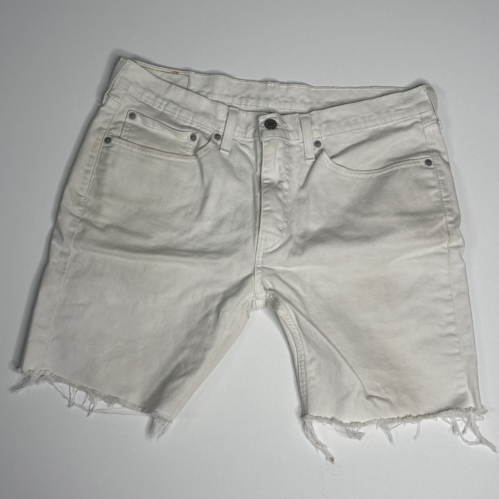 Levi's 514 White Denim Cutoff Shorts Size 34 Frayed