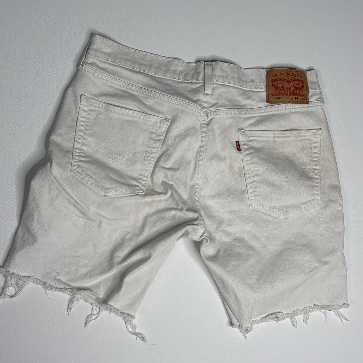 Levi's 514 White Denim Cutoff Shorts Size 34 Frayed