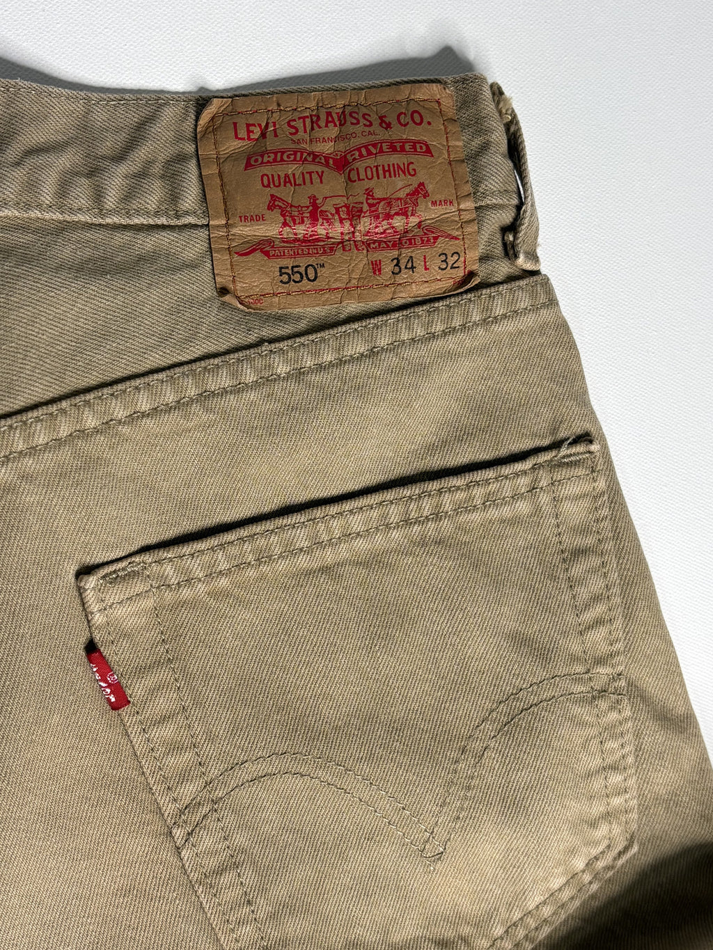 Levi's 550 Relaxed Fit Khaki Jeans 34x32 Vintage Tapered
