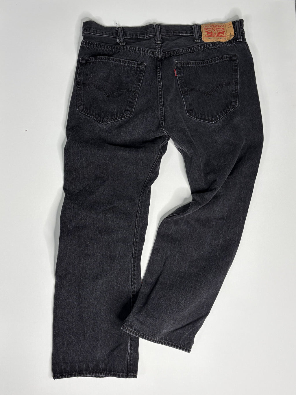 Levi's 501 Black Denim Jeans Mens 40x30 Button Fly Straight