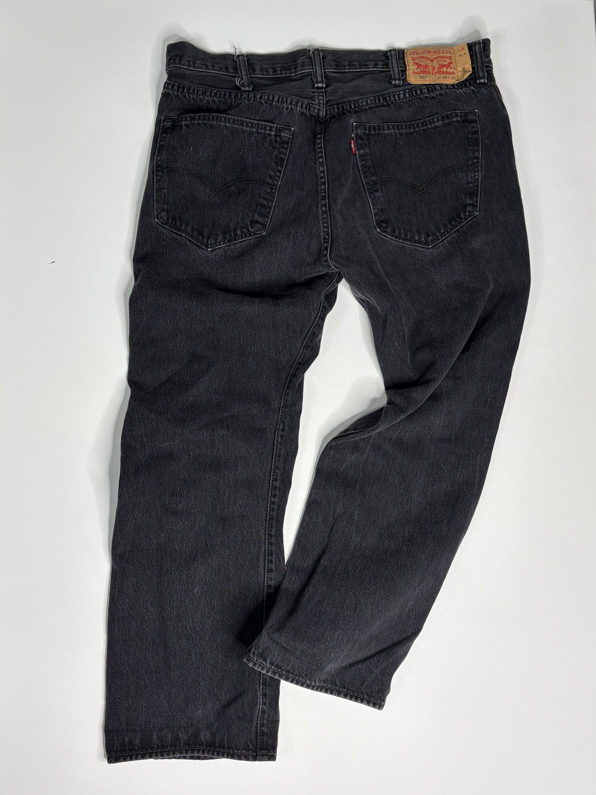 Levi's 501 Black Denim Jeans Mens 40x30 Button Fly Straight