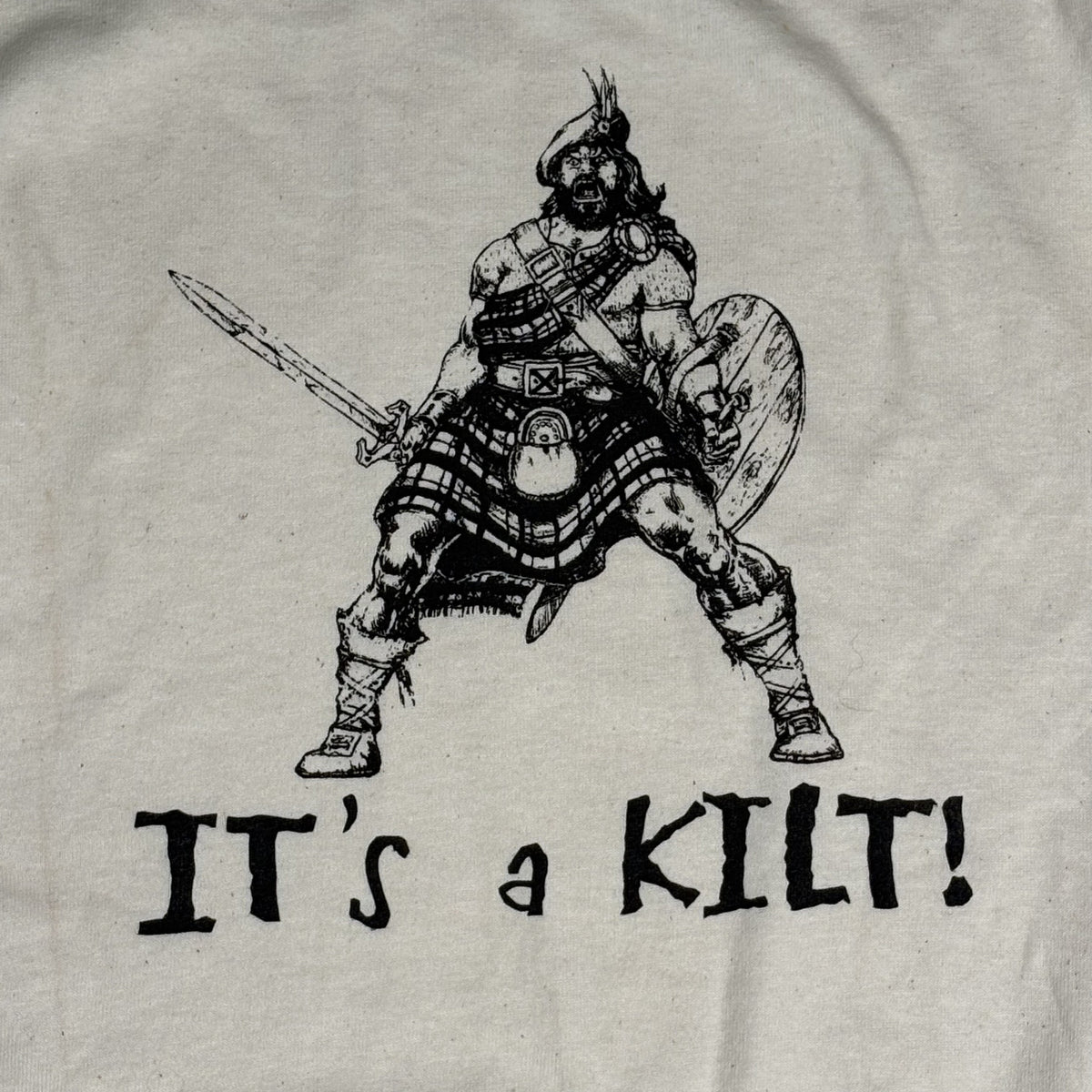 Gildan Ultra Cotton Cream Warrior Its a Kilt Graphic Tee S