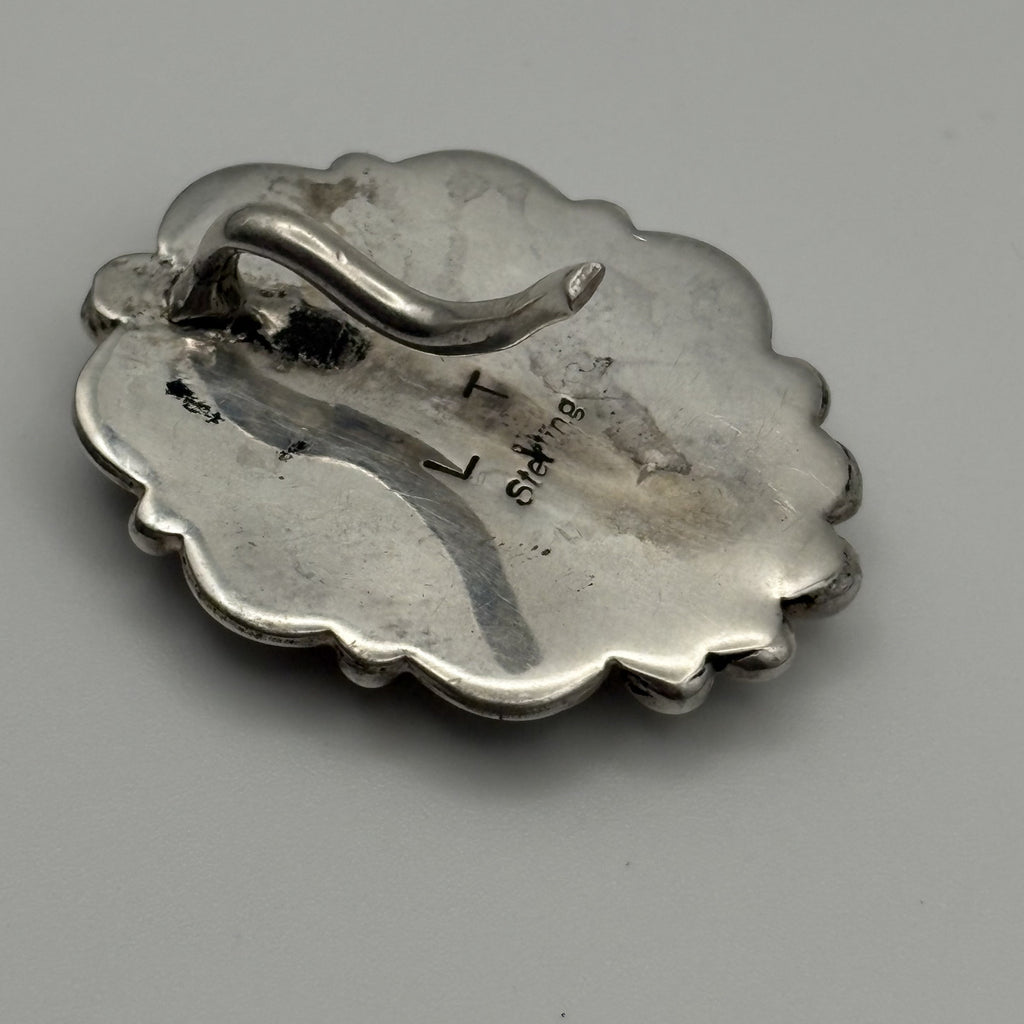 Vintage Navajo LT Sterling Silver Black Onyx Cluster Pin