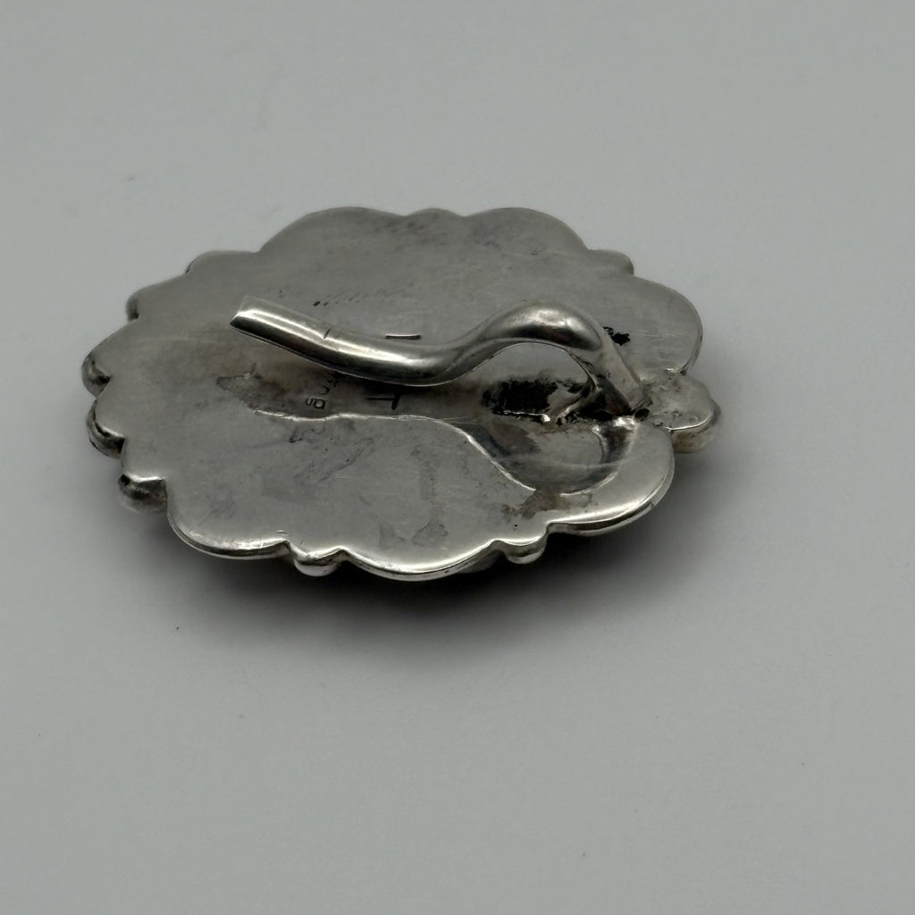 Vintage Navajo LT Sterling Silver Black Onyx Cluster Pin