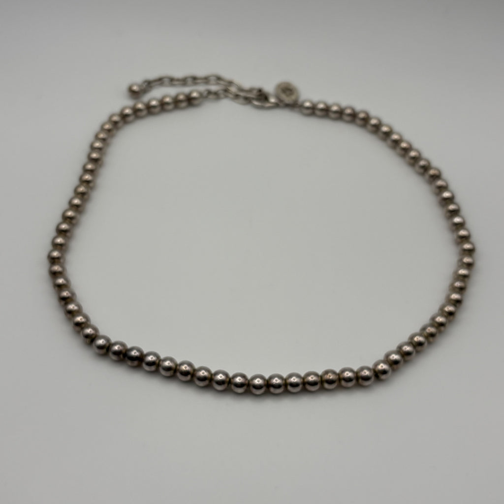 Vintage JG Hook Silver Tone Beaded Cross Disc Necklace 19"