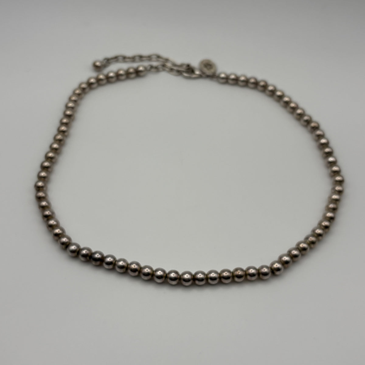 Vintage JG Hook Silver Tone Beaded Cross Disc Necklace 19"