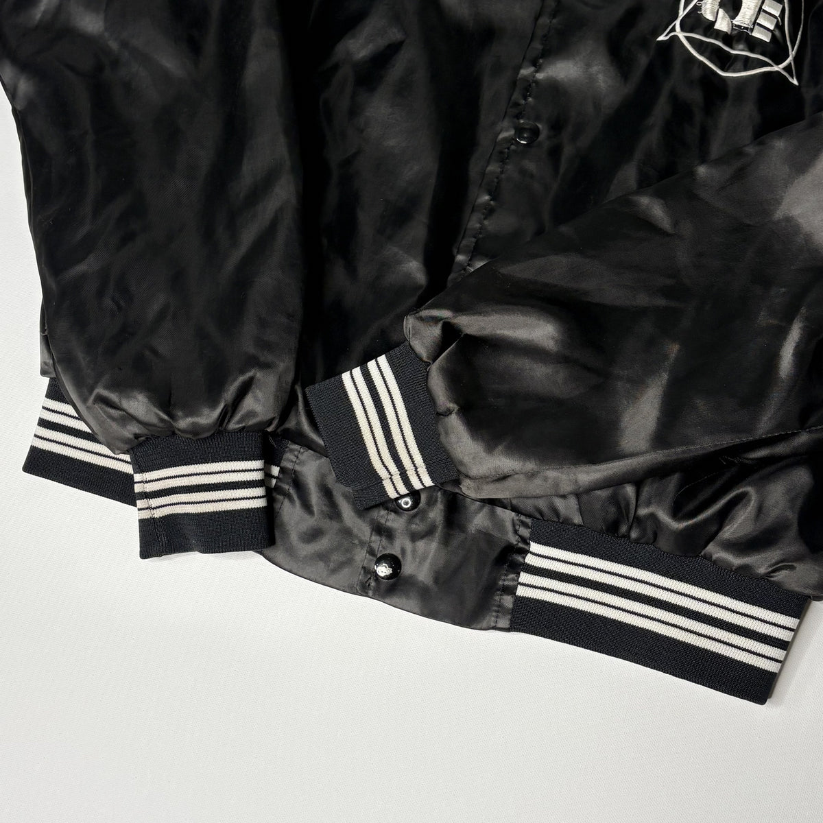 Vintage Horizon Sportswear Black Satin Bomber Jacket Size L