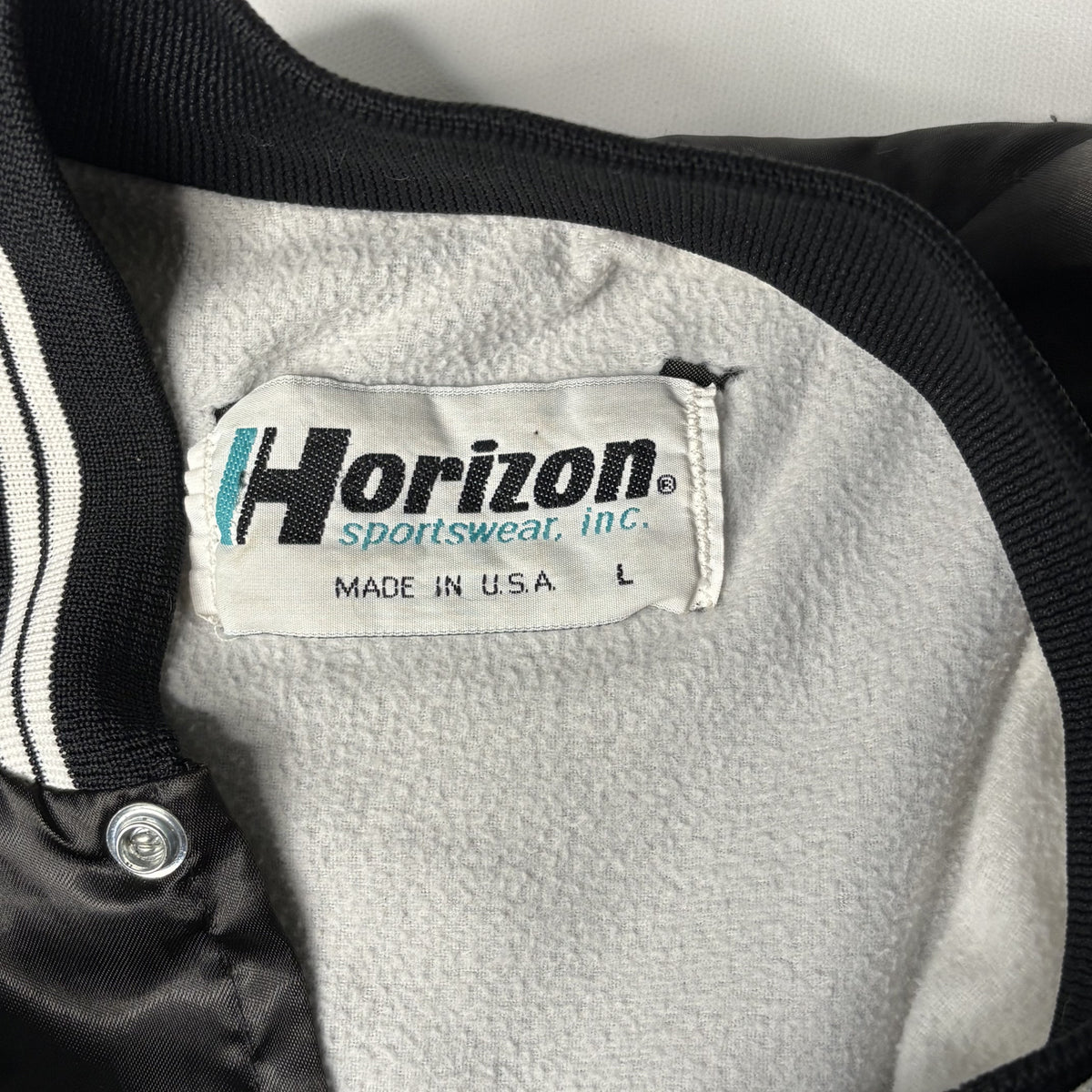 Vintage Horizon Sportswear Black Satin Bomber Jacket Size L