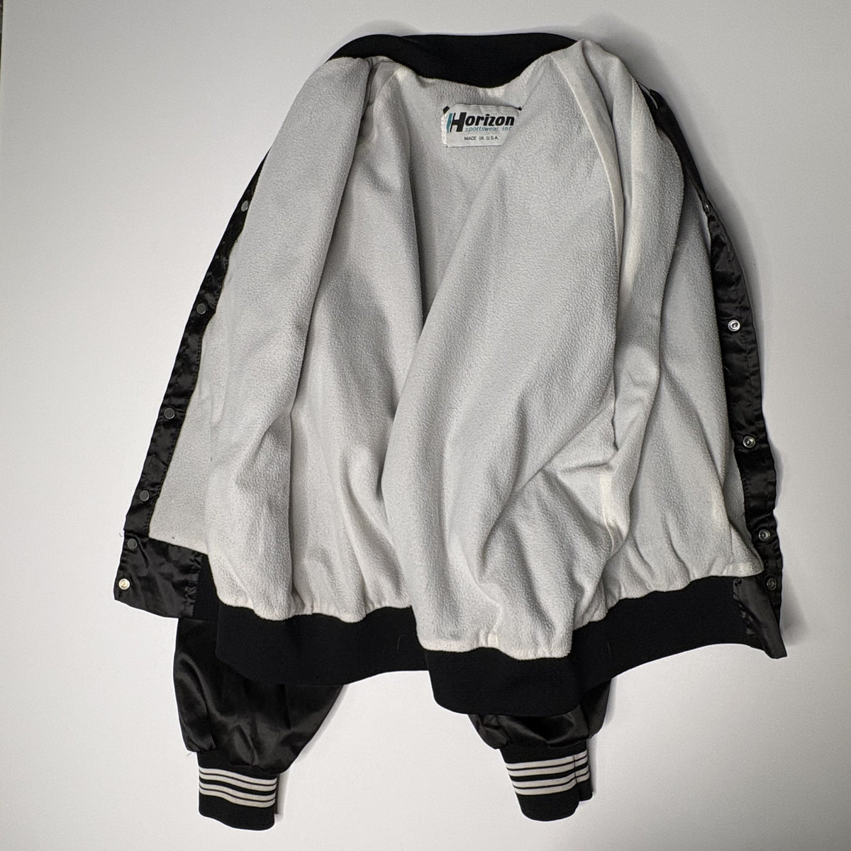 Vintage Horizon Sportswear Black Satin Bomber Jacket Size L
