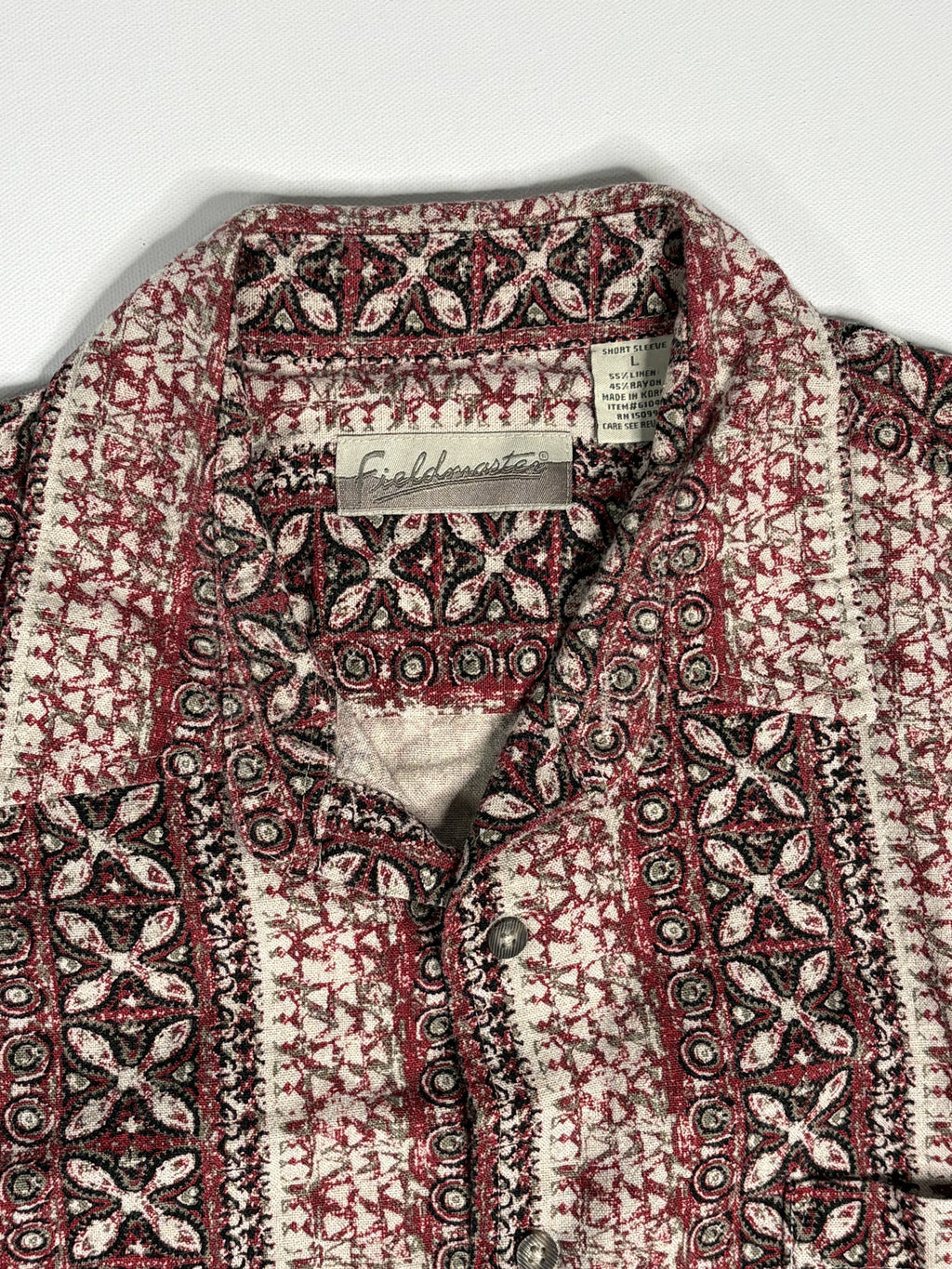 VTG Fieldmaster Patterned Short Sleeve Button Up Shirt L