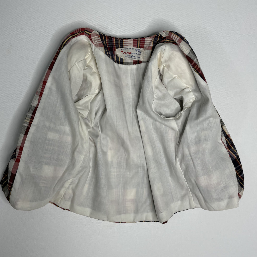 Vintage T3 Originals Kids Plaid Collarless Jacket Shacket