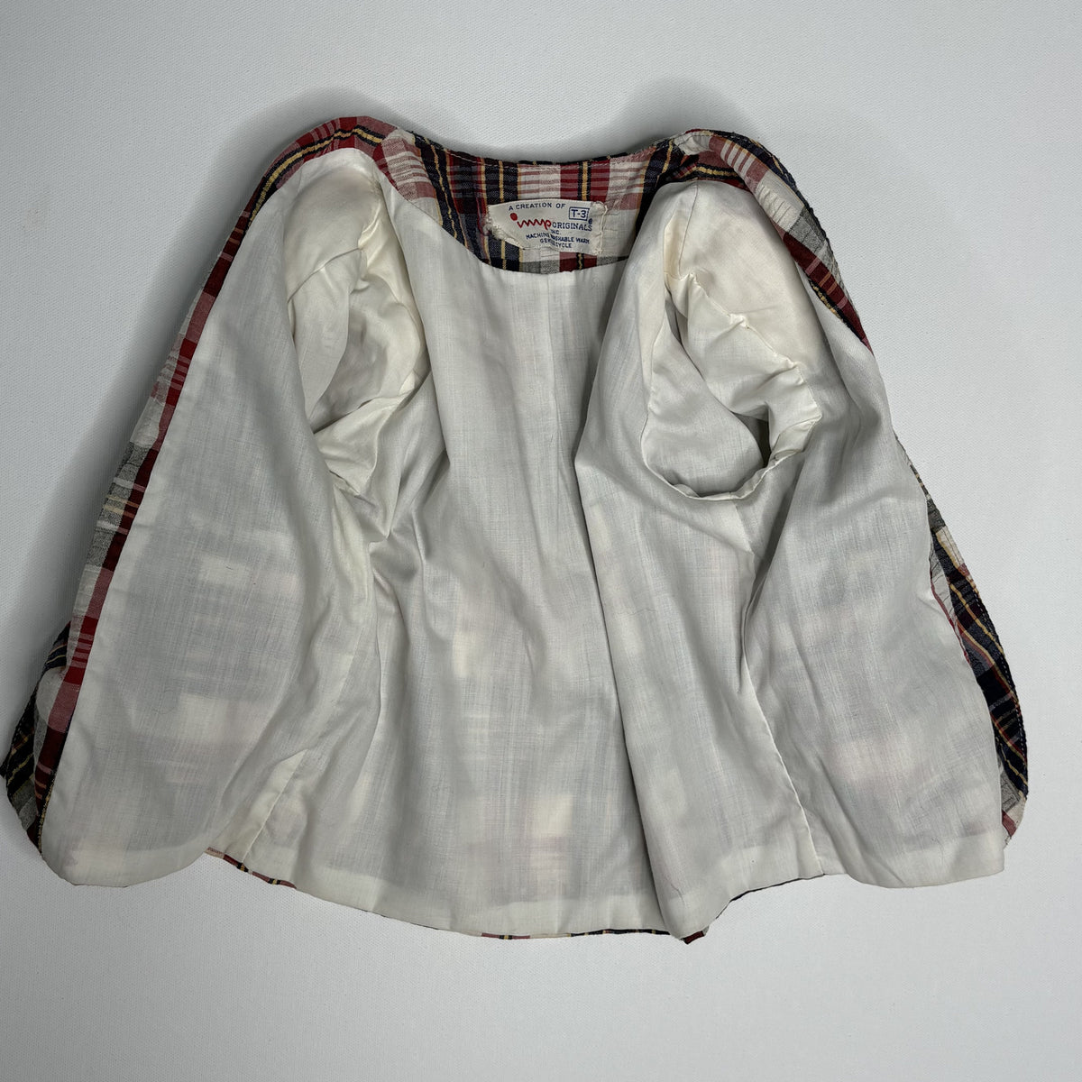 Vintage T3 Originals Kids Plaid Collarless Jacket Shacket