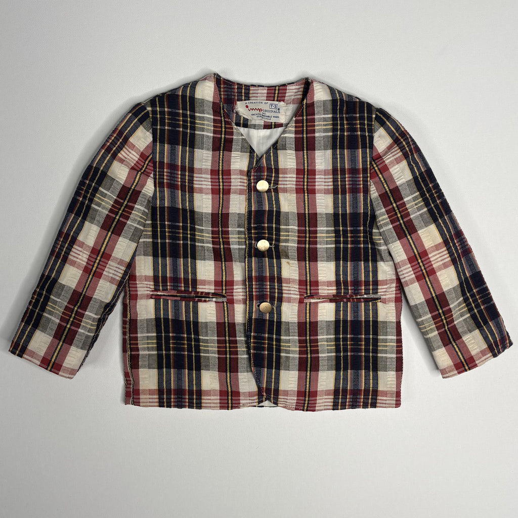 Vintage T3 Originals Kids Plaid Collarless Jacket Shacket