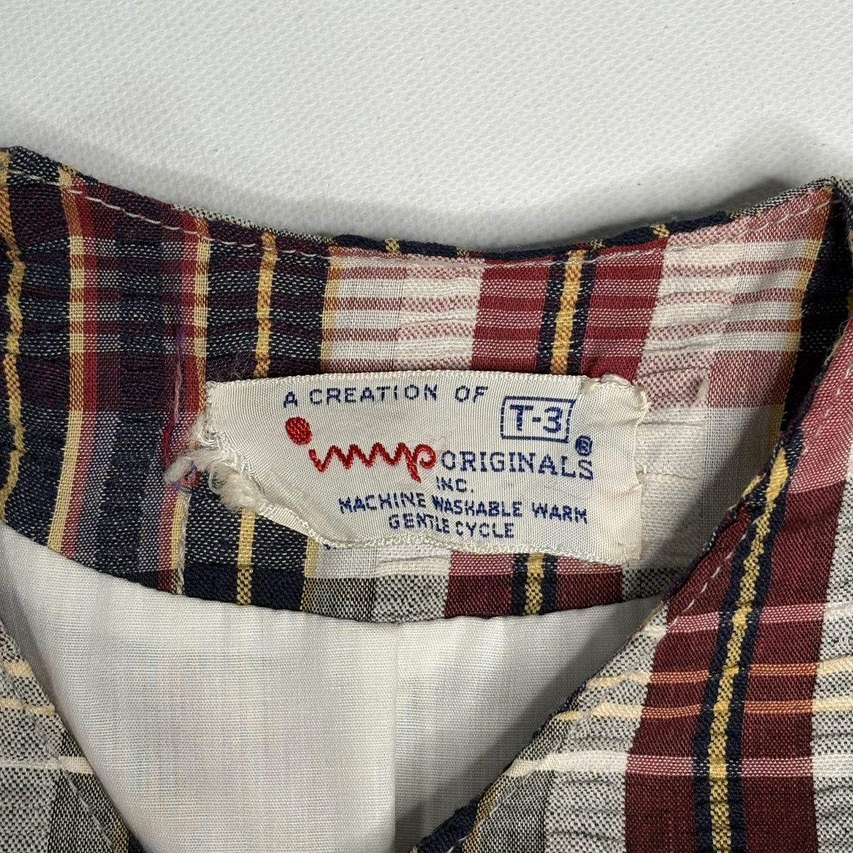 Vintage T3 Originals Kids Plaid Collarless Jacket Shacket