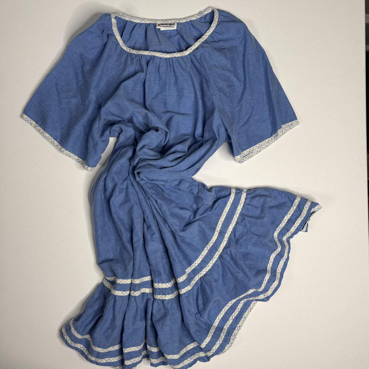 National Blue Ric Rac Patio House Dress Womens 1X