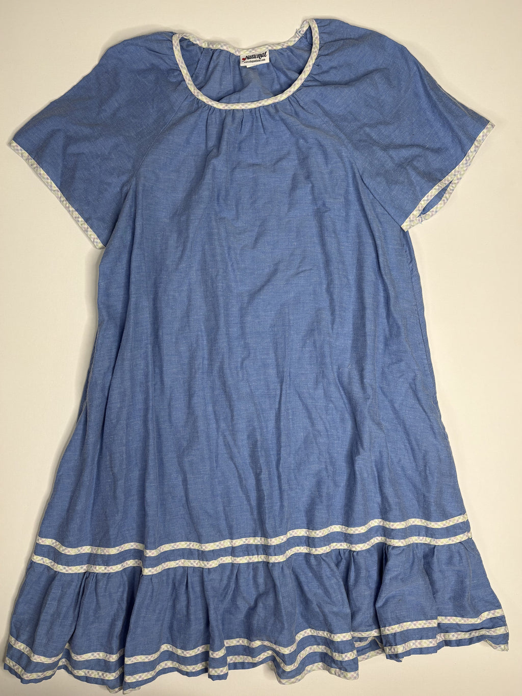 National Blue Ric Rac Patio House Dress Womens 1X