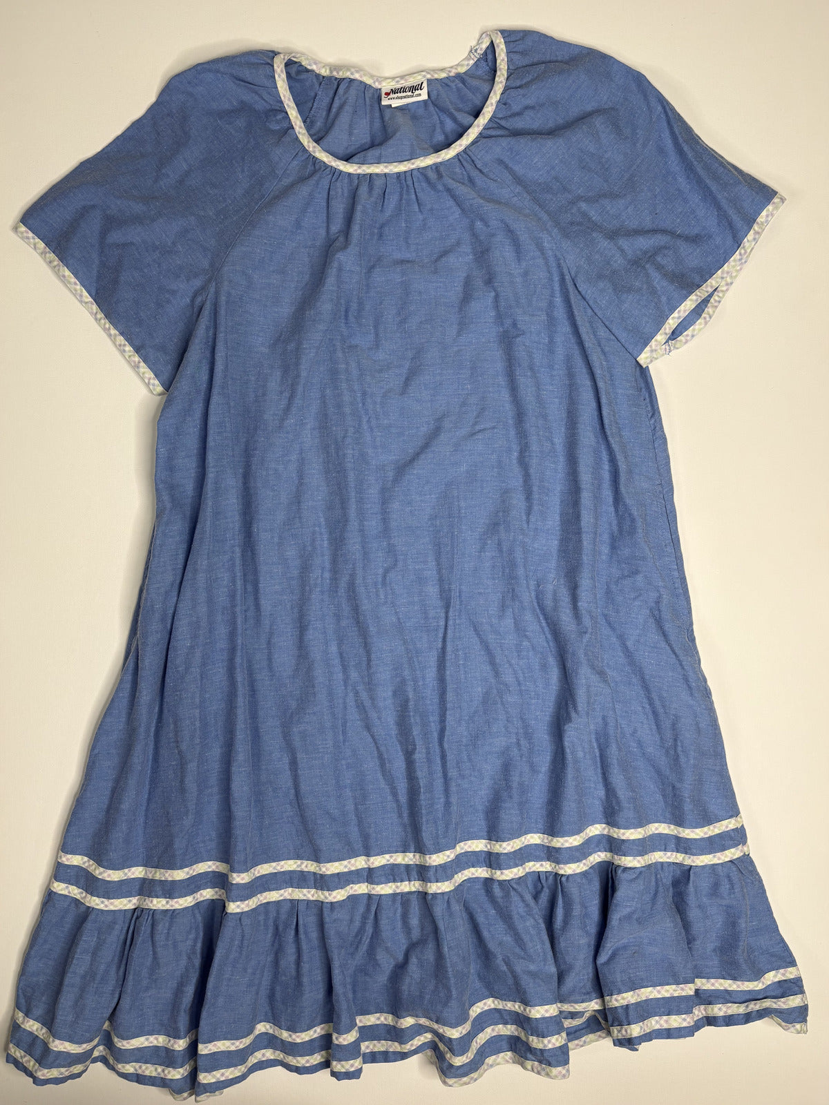 National Blue Ric Rac Patio House Dress Womens 1X