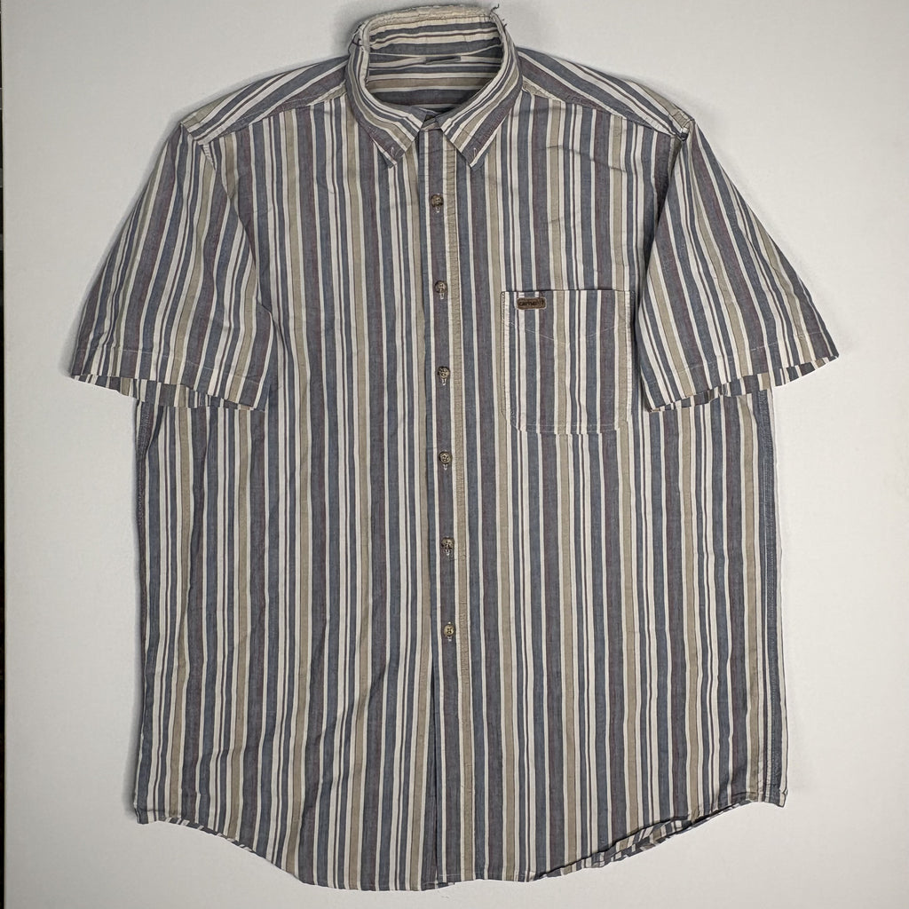 Carhartt Men's Short Sleeve Button-Up Striped Shirt
