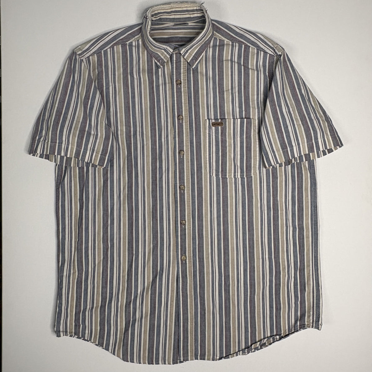 Carhartt Men's Short Sleeve Button-Up Striped Shirt