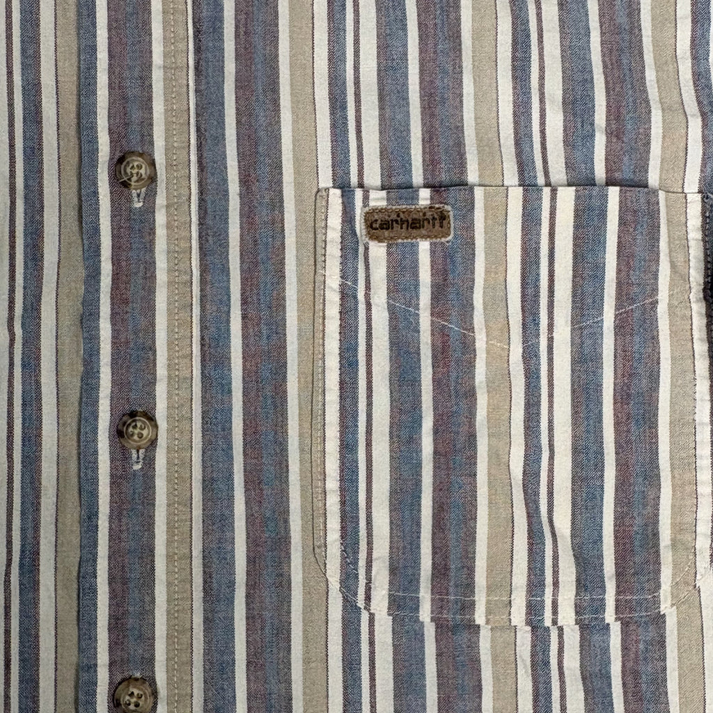Carhartt Men's Short Sleeve Button-Up Striped Shirt