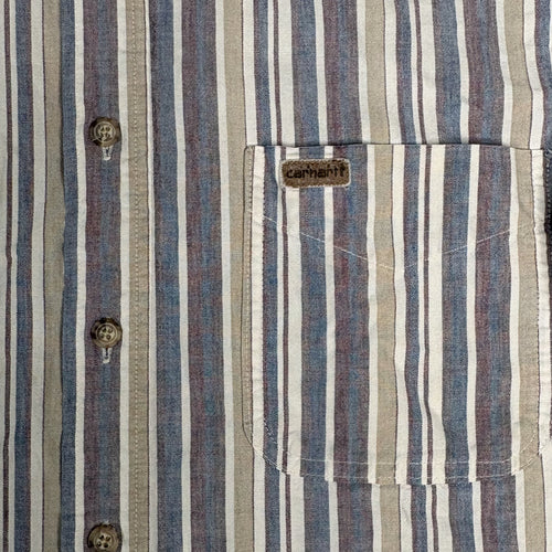 Carhartt Men's Short Sleeve Button-Up Striped Shirt