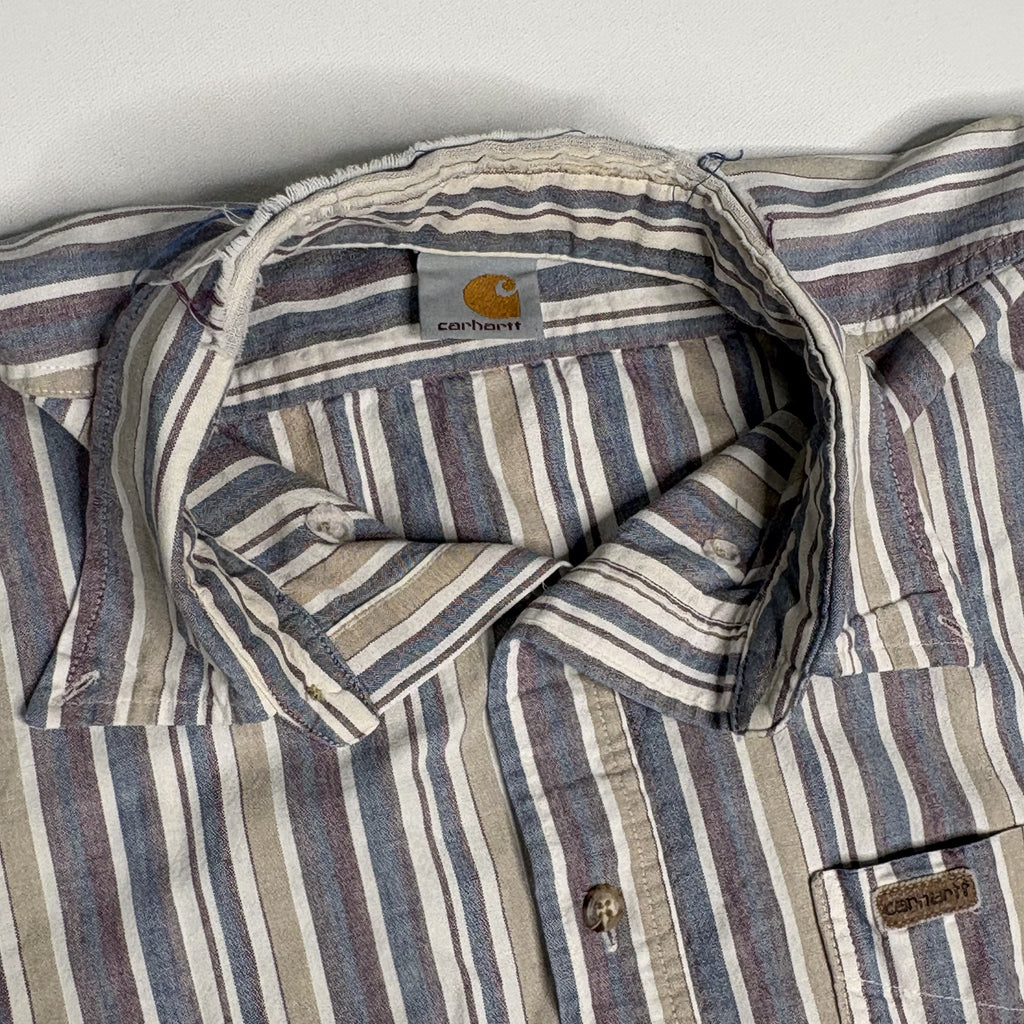 Carhartt Men's Short Sleeve Button-Up Striped Shirt