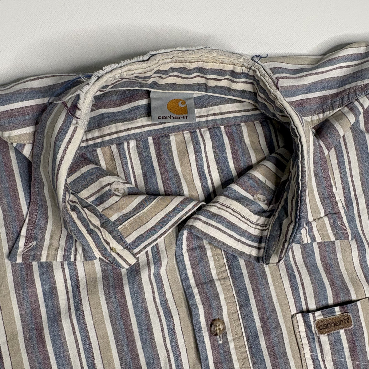 Carhartt Men's Short Sleeve Button-Up Striped Shirt